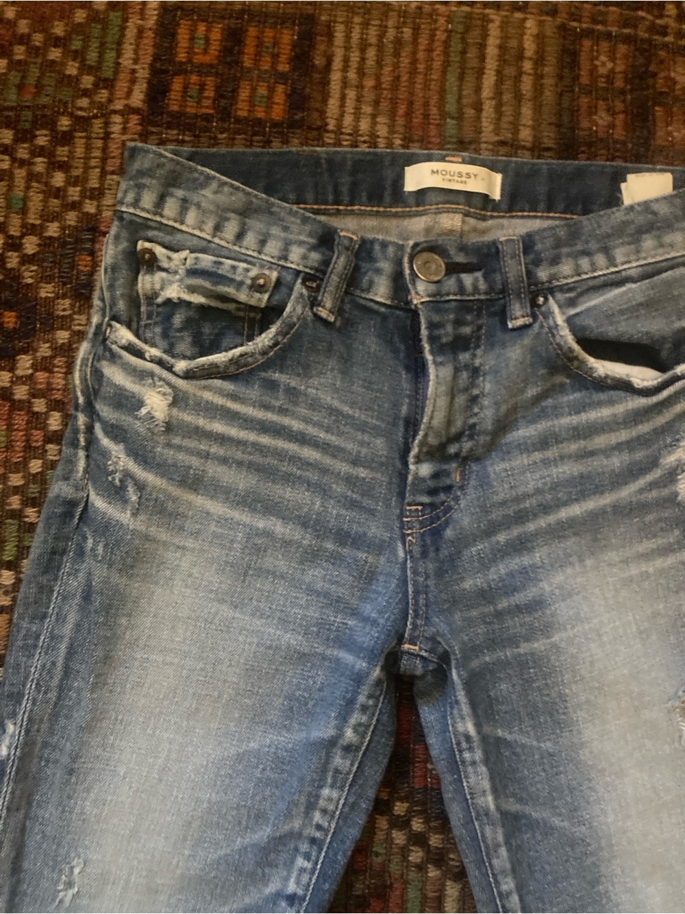 MOUSSY women’s distressed skinny Blue Slim Denim Jeans 26